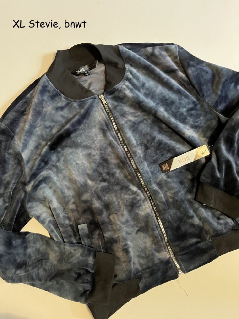 XL Lularoe Stevie bomber jacket, navy blue velour